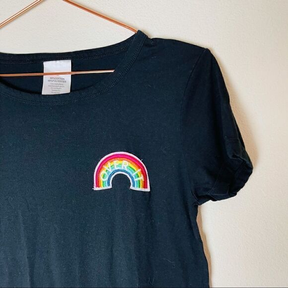 EUC ANGL Black Rainbow Patchwork Graphic Tank Large - Picture 3 of 5